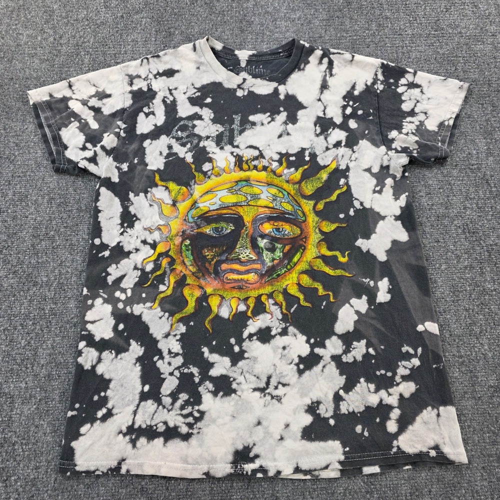 Sublime T-Shirt Sun Bleach‎ Tie Dye Band Tee Music Graphic Black White Medium F